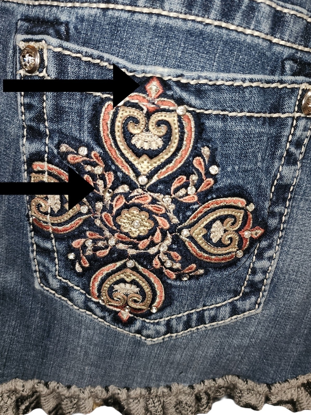 OOAK Upcycle Denim With Paisley Merino/Cotton Blend Scarf Maxi Skirt - Picture 6 of 10